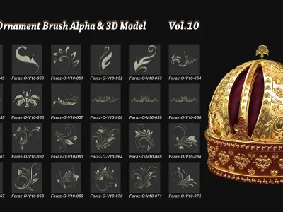 103 Ornament Brush  Alpha  3D Model Vol 10 3D model