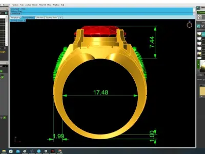 Luxury Snake Motif Oval Gemstone Ring for Men 3368 3D print model