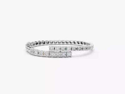 N BG03 Baguette diamond Bangle Bracelet oval shape 3D print model