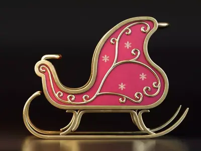 Premium Christmas Sleigh Low-poly 3D model