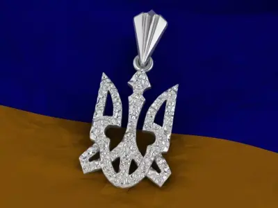 Trident ukrainian diamond pendant 3D print model