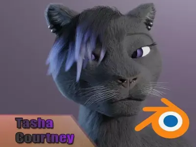 Tasha Anthro Panther 3D model