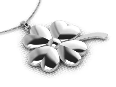 A pendant made in the shape of a clover 3D print model