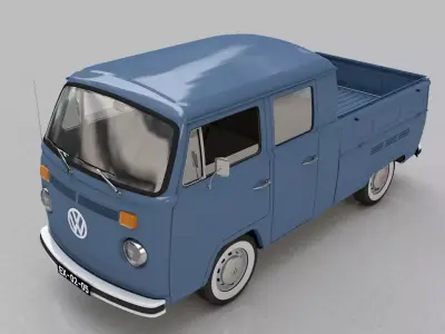 VOLKSWAGEN T2 PICKUP DOUBLE CAB 1974 3D model