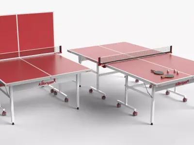 Red Tennis Table Ping Pong  rackets  and ball Low-poly 3D model