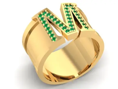 Luxury Initial Letter M Ring for Men and Women  2917 3D print model