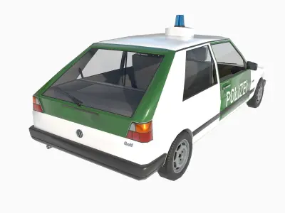 VW Volkswagen golf 2 police in Germany Low-poly 3D model