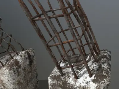 old concrete pole Low-poly 3D model