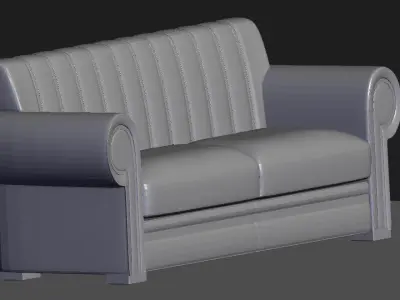 white sofa Low-poly 3D model