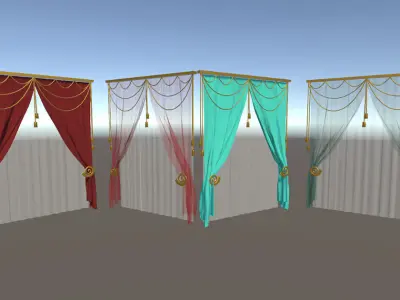 Curtain - Set 02 Low-poly 3D model