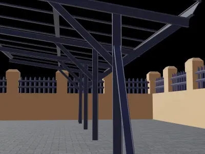 Car Parking Shade Home 3 Cars Low-poly 3D model