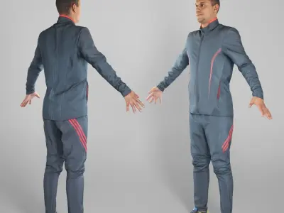 Man in tracksuit in A-pose 324 Low-poly 3D model