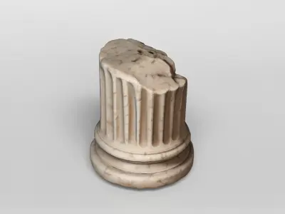 Ancient Broken Marble Column Base 3D model