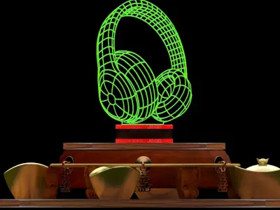 Chinese gold ingot neon headphone  3D model