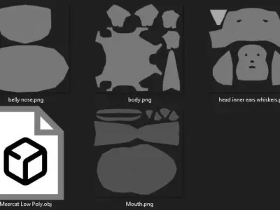 Meercat animated rigged low poly 3D model