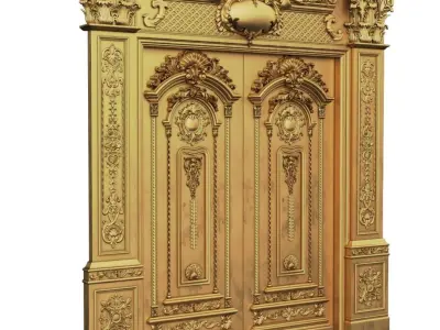 Royal style gold plated classic door 3D model