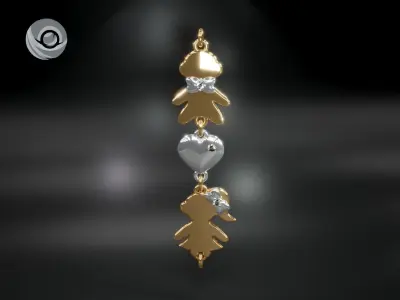 Bracelet pendant Boys Loves Girls model for jewelry casting 3D print model