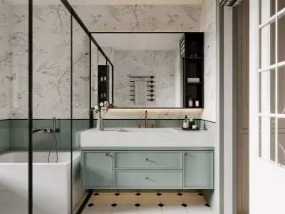 Modern French style bathroom 3D model 3D model