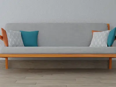 Scandinavian living room with wolf decoration 3D model