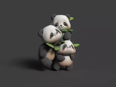 Chinese panda figure  Low-poly 3D model