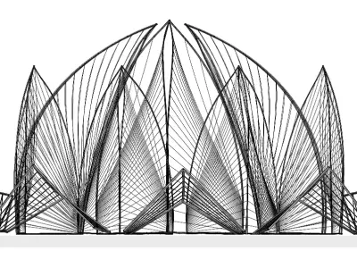 Lotus Wire Flower Architectural Parametric Sculpture 3D model