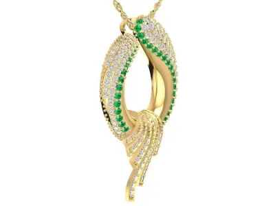 Luxury Diamond Emerald Pendant Necklace for Women 1744 3D print model