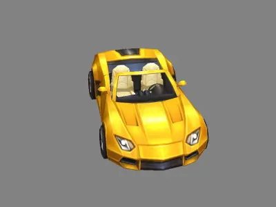 Cartoon golden sports car Low-poly 3D model