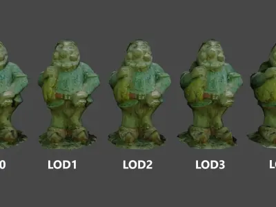 Old stone gnome Low-poly 3D model