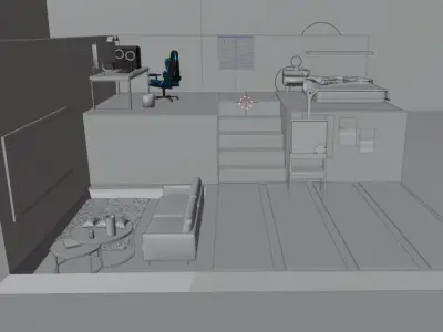 Isometric Neon Gaming Room 3d Model Low-poly 3D model