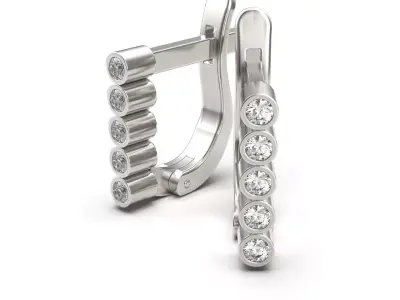 G0132 diamond hoop earrings in gold 3D print model