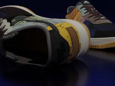 Nike Air Force 1 Cactus Jack Low-poly 3D model