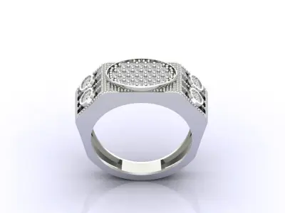 Print Ready STL 3DM  Gents Rings Diamond Men Ring  3D print model 237