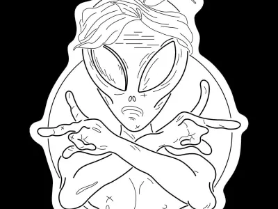 Alien Neon Sign 3D model