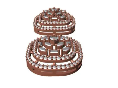 069 - Ladies Ear Ring - Ear Piece - Studds 3D print model