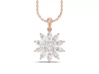 Marquise Cluster Diamond Pendant With Flower Design 3D print model