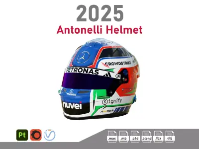 F1 Andrea Kimi Antonelli Helmet 2025 3D model