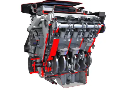 V6 Engine Cutaway 3D model