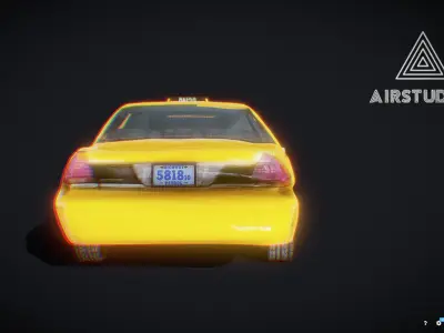 New York Taxi Yellow Cab Low-poly 3D model