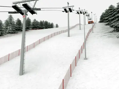 Ski slope gondola mountain large pack 3D model