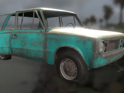 Abandoned car Low-poly 3D model