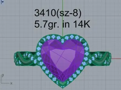 Heart Halo Twisted Ring 3410 3D print model