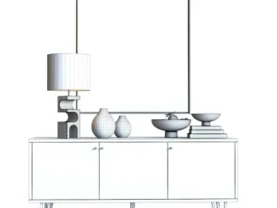 Sideboard Set with Decor 01 - Crate and Barrel Furniture 3D model