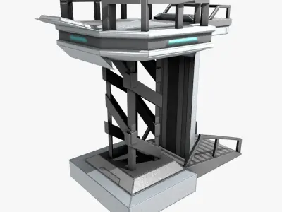 Low-poly Sci-fi Spaceship Base Low-poly 3D model