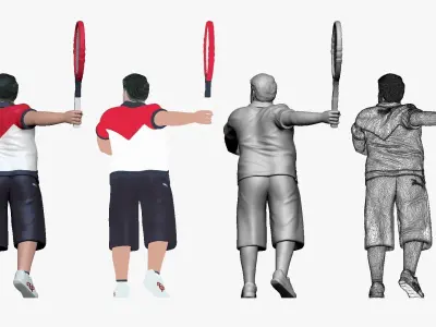 001197 happy old tennis man 3dp 3D print model