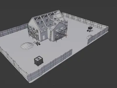 House construction  Low-poly 3D model