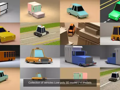 Collection of vehicles Low-poly 3D model 3D Model Pack
