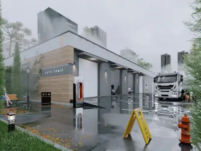 Garage Low-poly 3D model buy