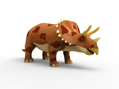 3D Models Cartoon Triceratops Rigged and Animated  Low-poly 3D model