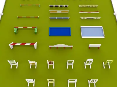 Horse jumping obstacle small pack low poly 3D model