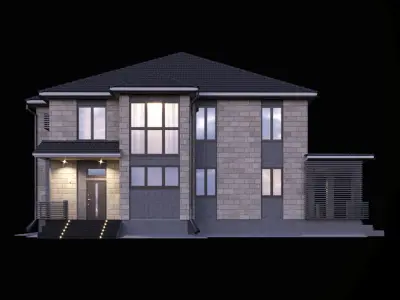 Two-storey house with a terrace  3D model